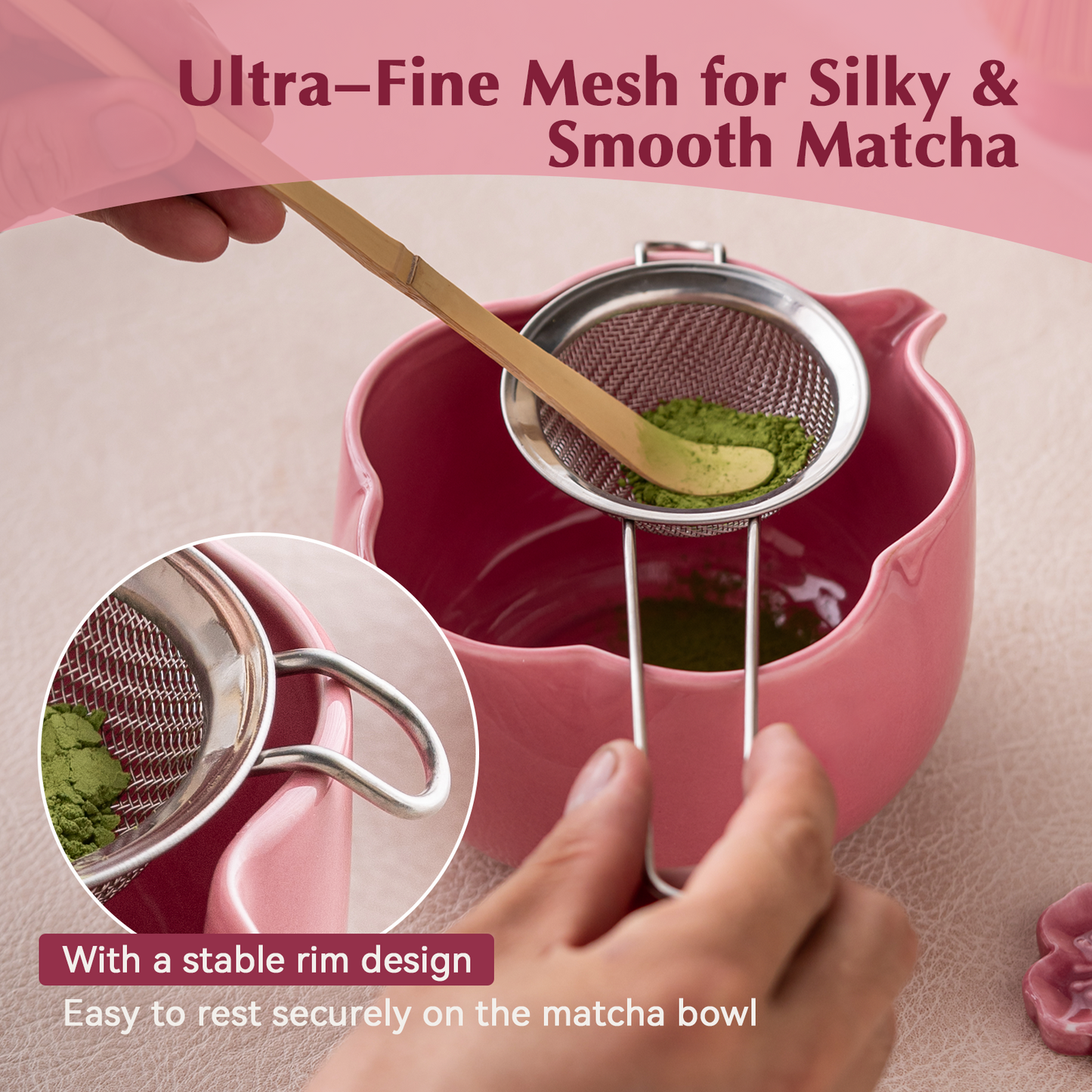 Set Matcha 500ml Pétale Forme Unique Floral Bowl