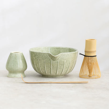 Set Matcha 500ml Bol Céramique Gradient Émeraude
