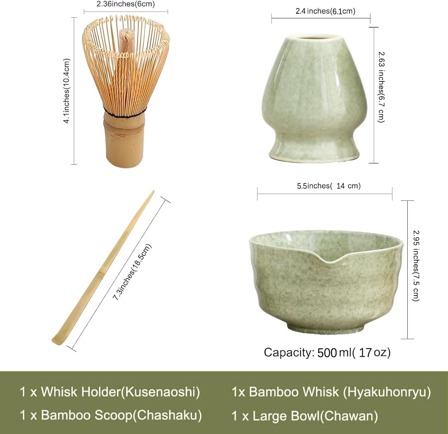 Set Matcha 500ml Nature Glaçure Vert Mousse