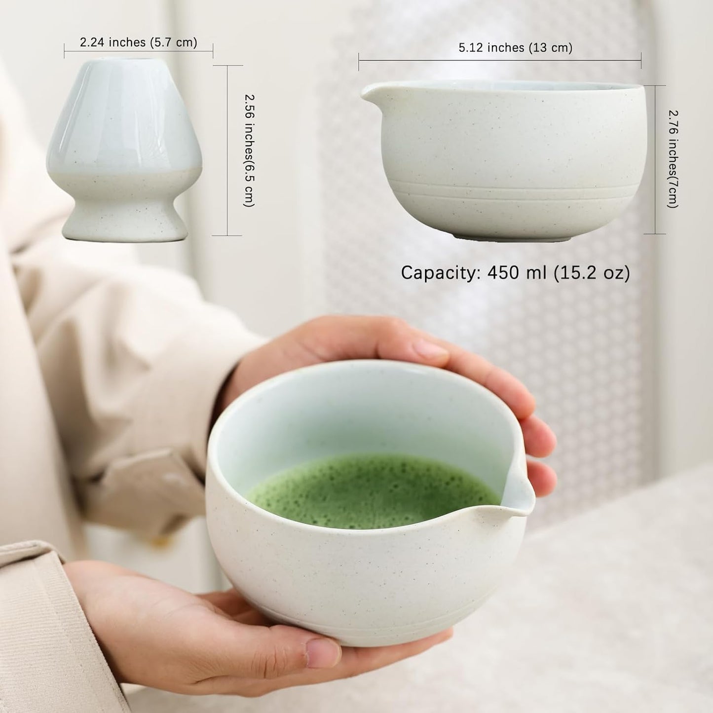 Set de matcha 450ml poterie brute grossière