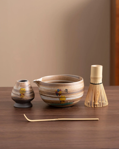 Set Matcha 450ml Floral Petite Taille Cadeau Idéal