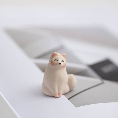 Mascottes de thé chat stretch blanc