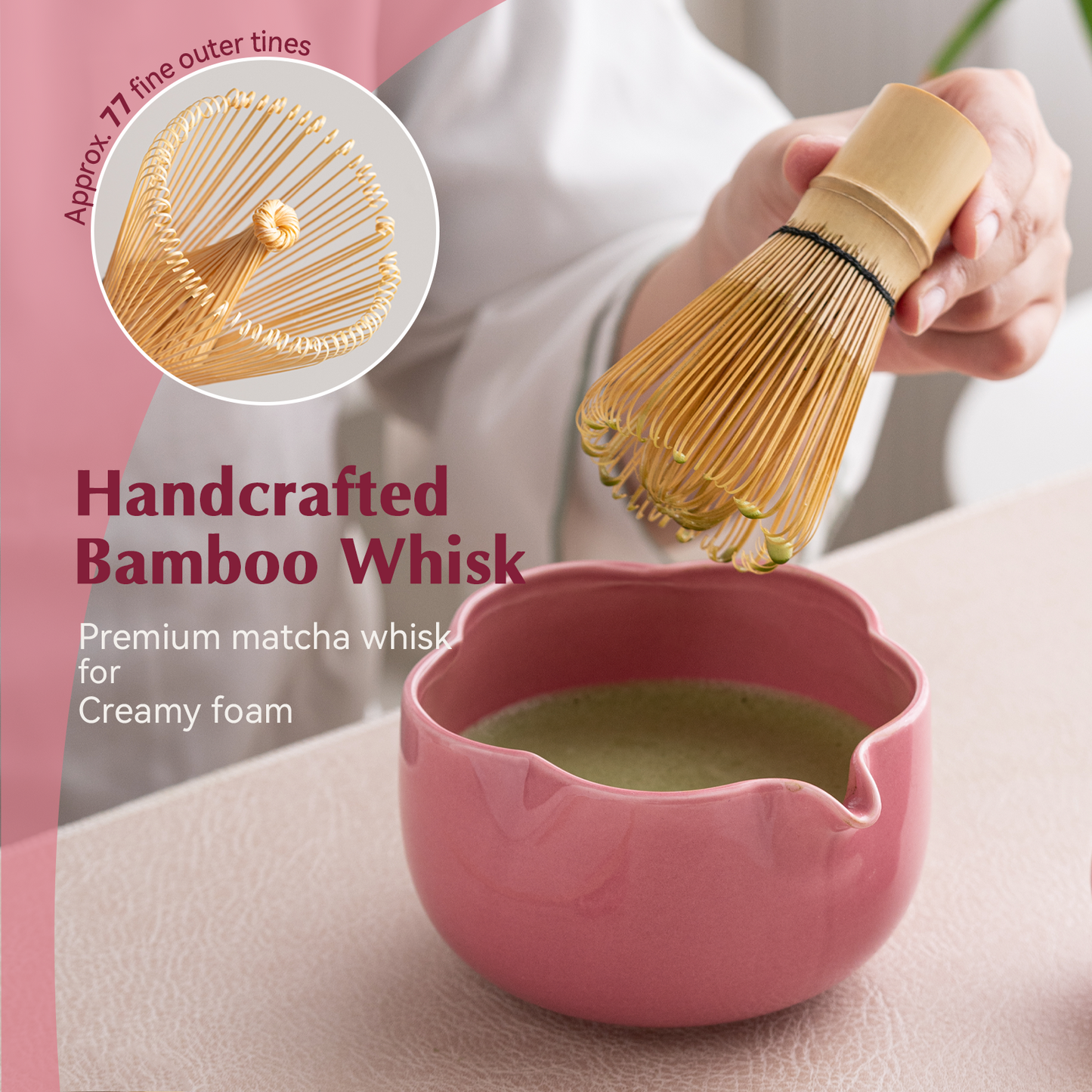 Set Matcha 500ml Pétale Forme Unique Floral Bowl