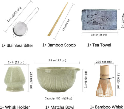 Set de Matcha 10 pièces 450ml fleurs épanouies