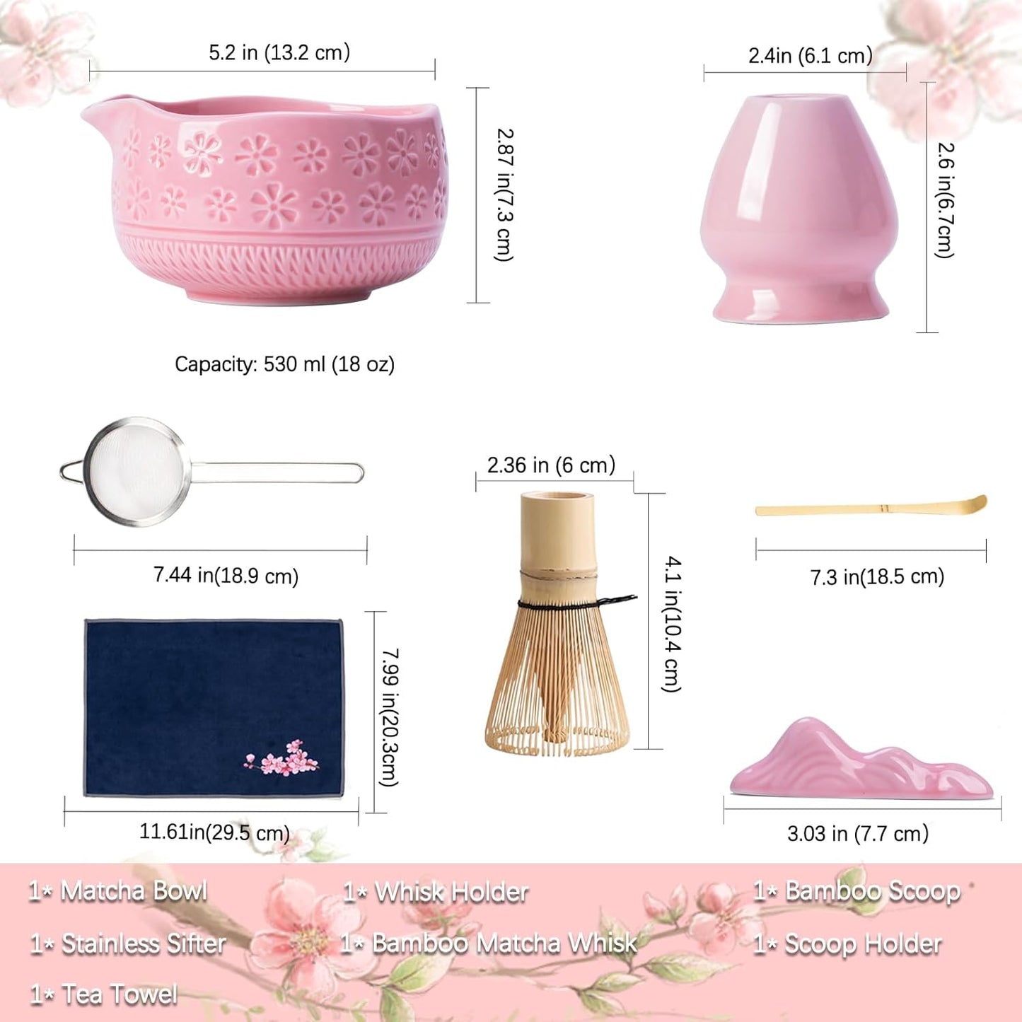 Set Matcha Sakura Rose Pétale Cerisier Bowl