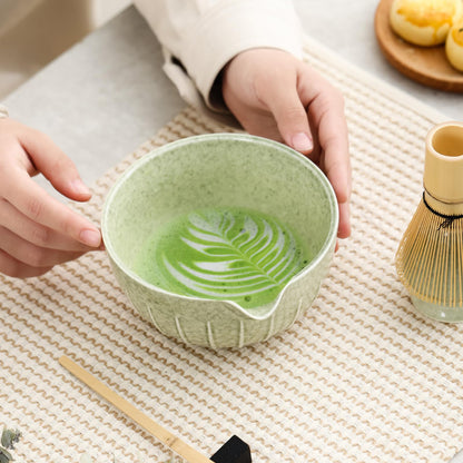 Set Matcha 500ml Bol Céramique Gradient Émeraude