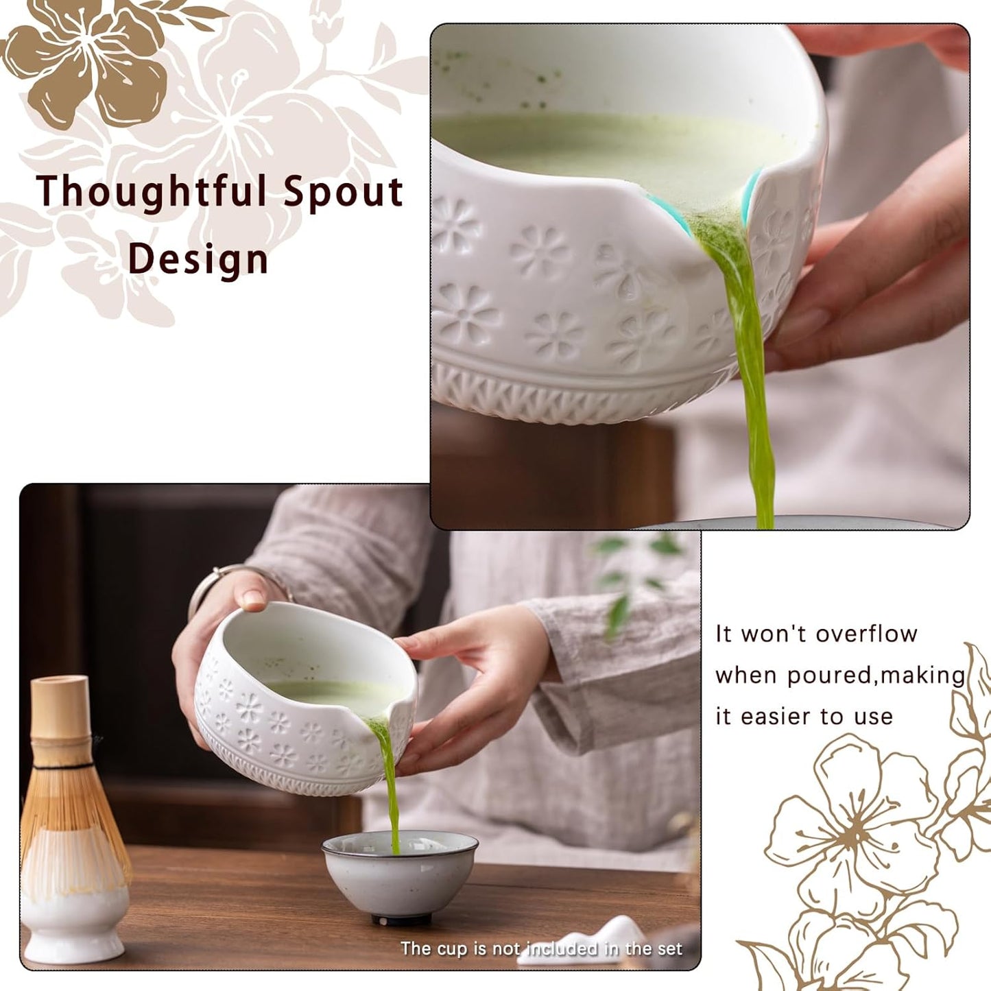 Set Matcha Sakura Blanc Cerisier Neige Bowl