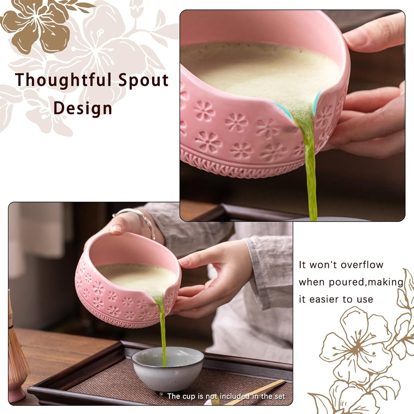 Set Matcha Sakura Rose Pétale Cerisier Bowl