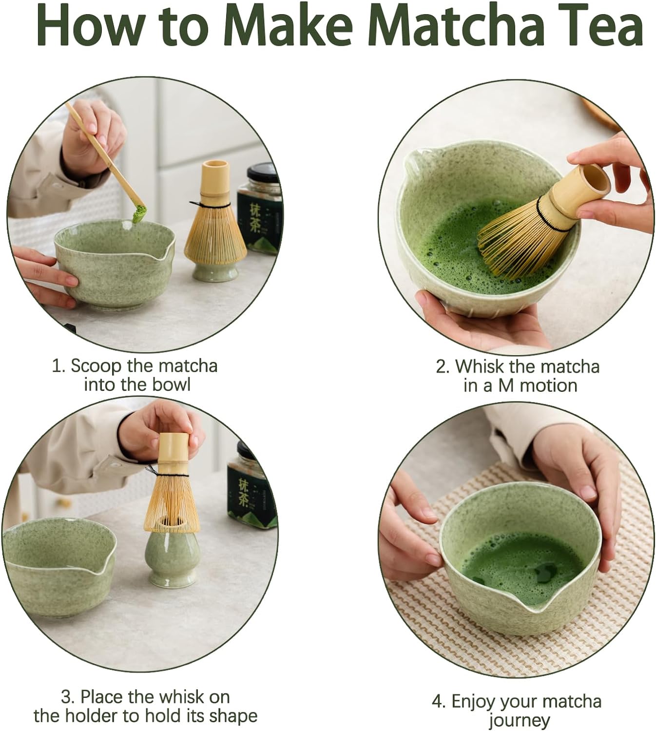 Set Matcha 500ml Nature Glaçure Vert Mousse