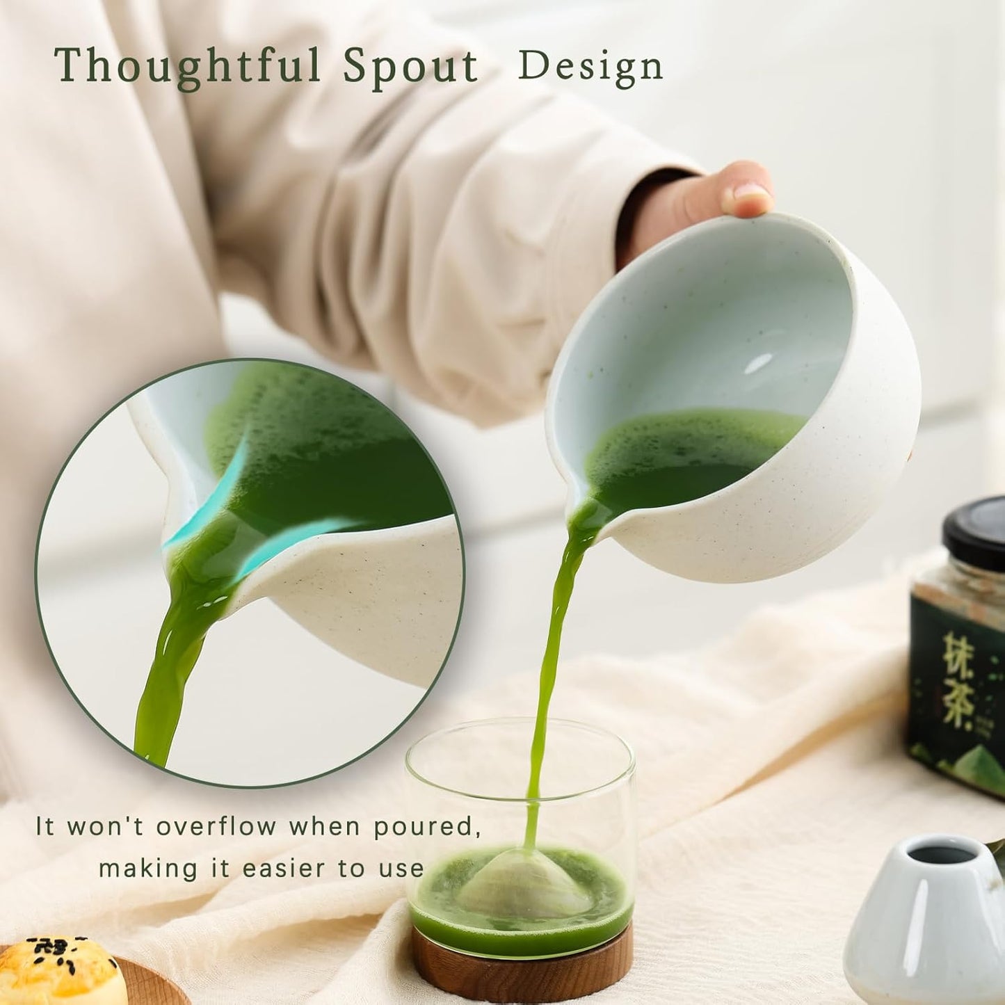Set de matcha 450ml poterie brute grossière