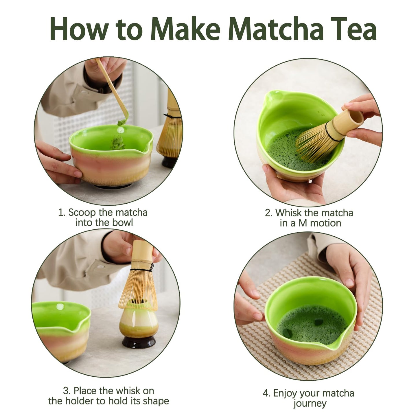 Set Matcha 500ml Cérémonie Jade Vert Naturel