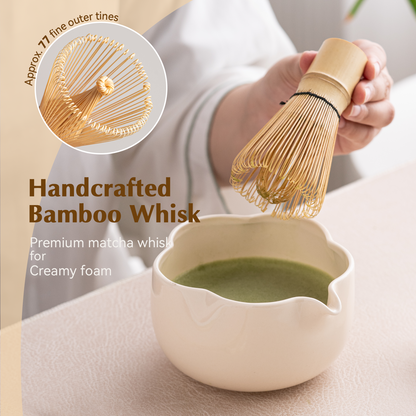 Set Matcha 500ml Pétale Sculpté Fouet Bambou Zen