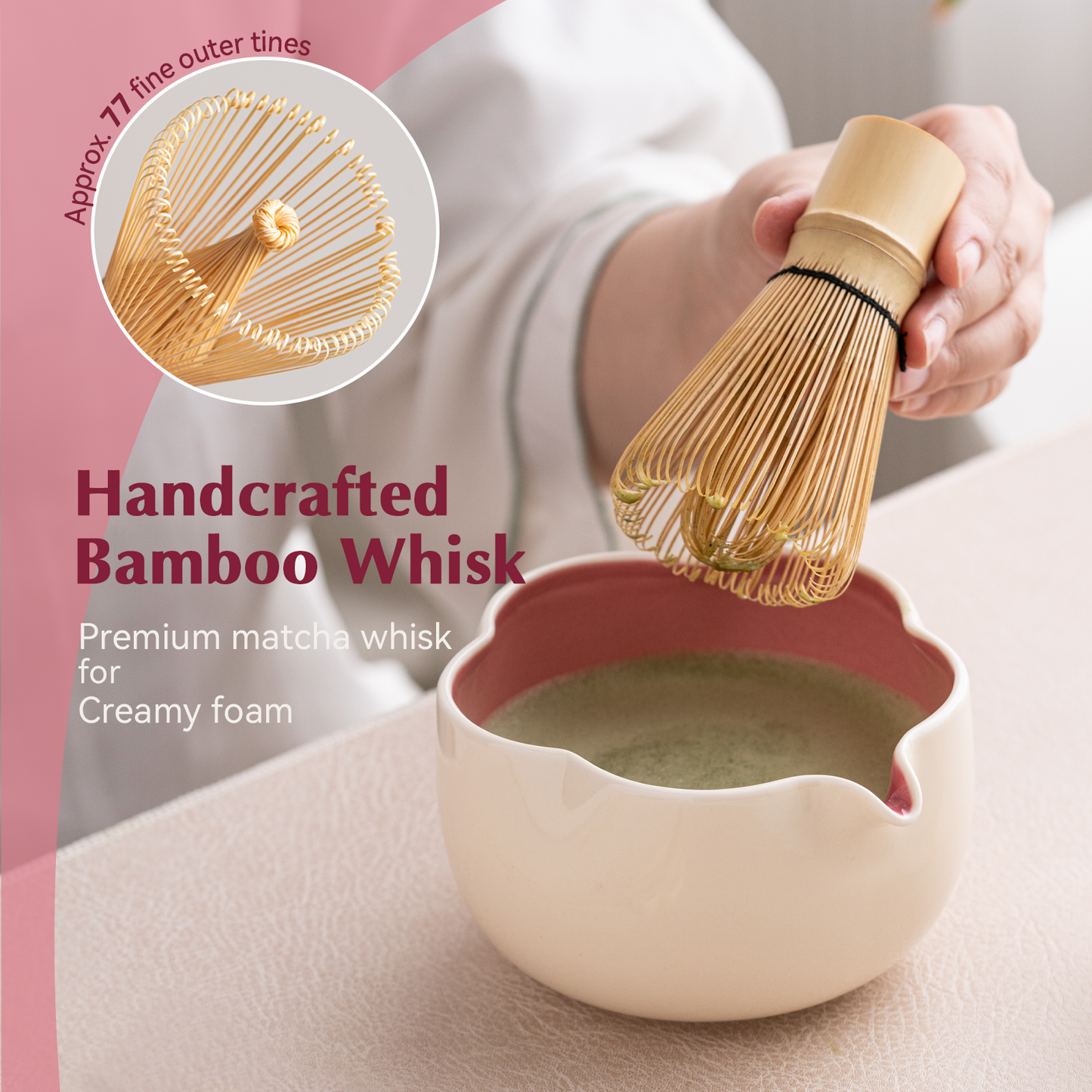 Set Matcha 500ml Pétale Creux Glaçure Artisanale