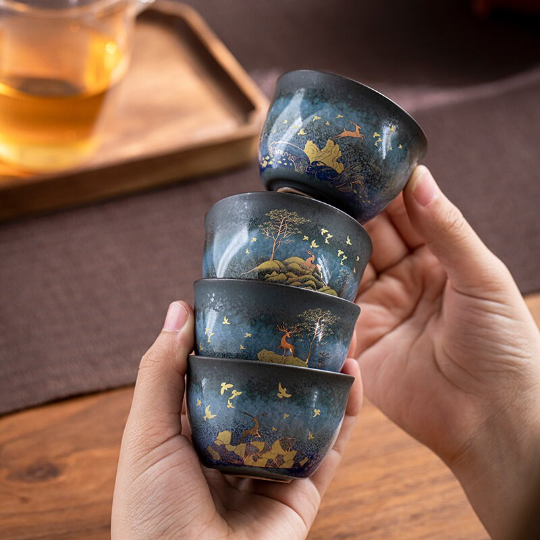 Tasse à thé céramique 50ml Cerf Or