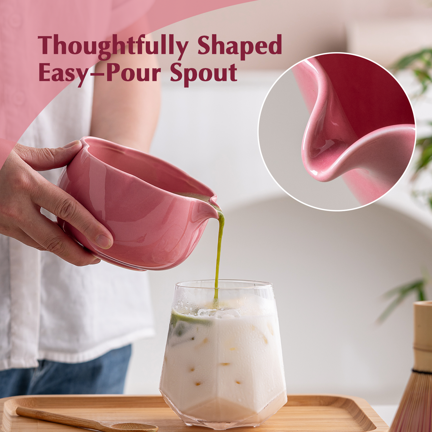 Set Matcha 500ml Pétale Forme Unique Floral Bowl