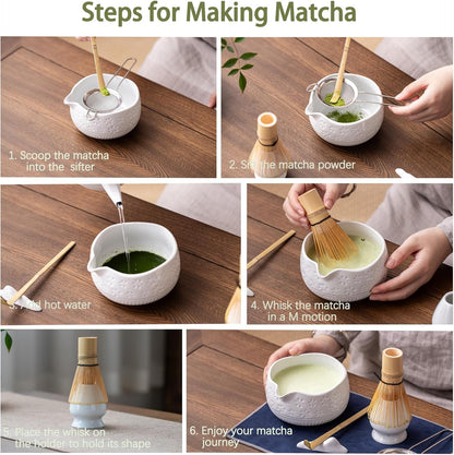 Set Matcha Sakura Blanc Cerisier Neige Bowl