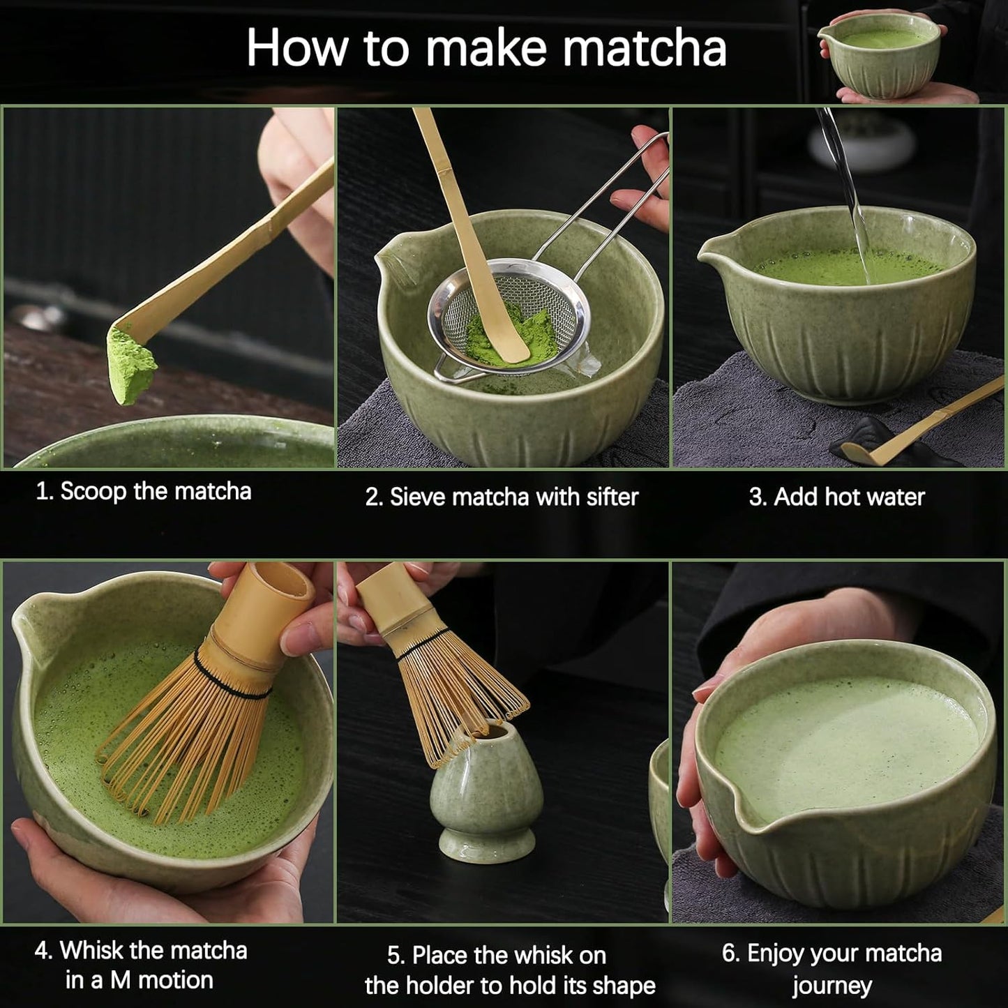 Set de Matcha 10 pièces 450ml fleurs épanouies