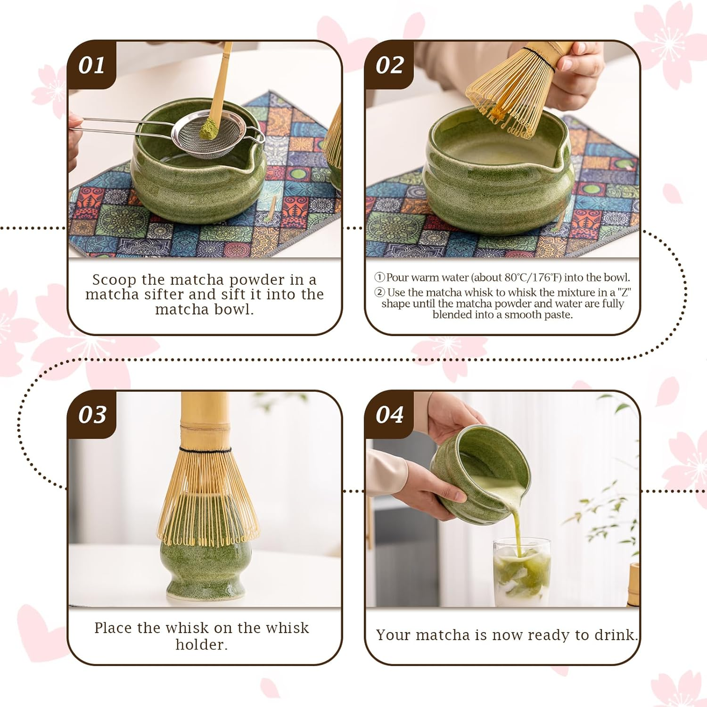 Set Matcha 500ml Sakura Fleurs Cerisier Rose