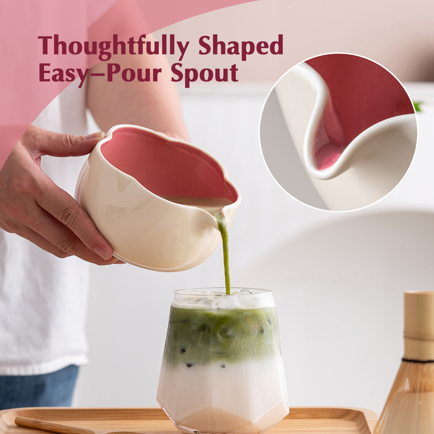 Set Matcha 500ml Pétale Creux Glaçure Artisanale