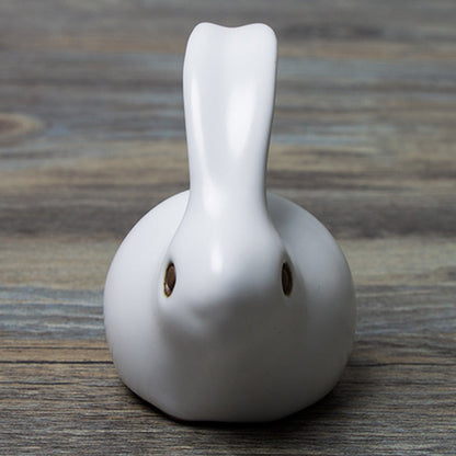 Mascottes de thé lapin blanc en céramique