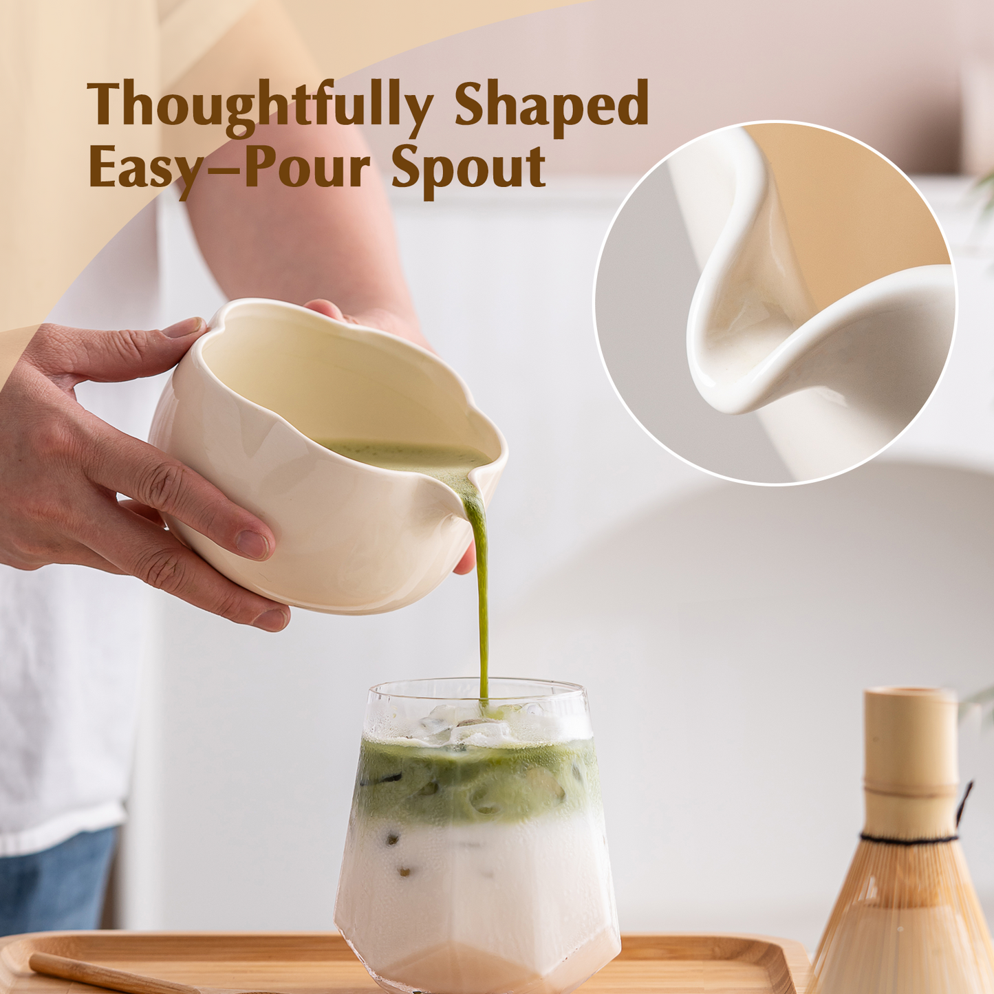 Set Matcha 500ml Pétale Sculpté Fouet Bambou Zen