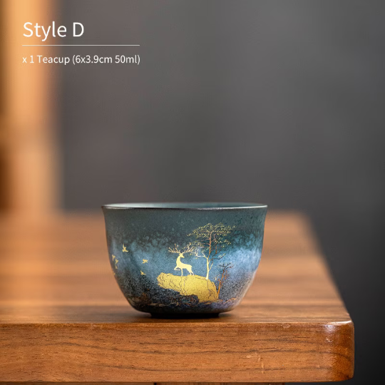 Tasse à thé céramique 50ml Cerf Or