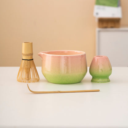 Set de matcha 450ml dégradé rose-vert