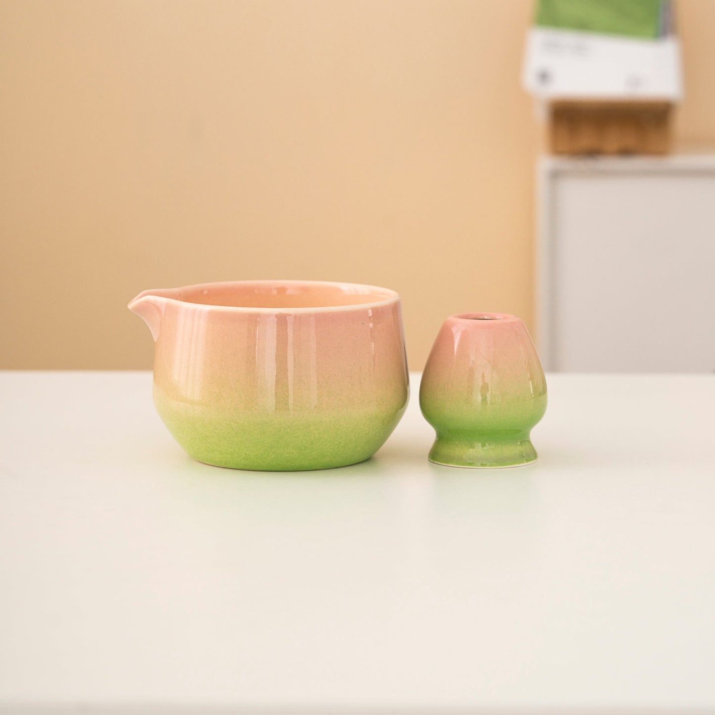 Set de matcha 450ml dégradé rose-vert