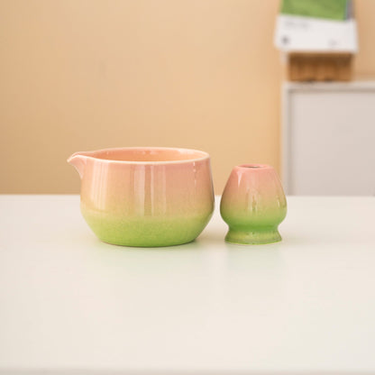 Set de matcha 450ml dégradé rose-vert