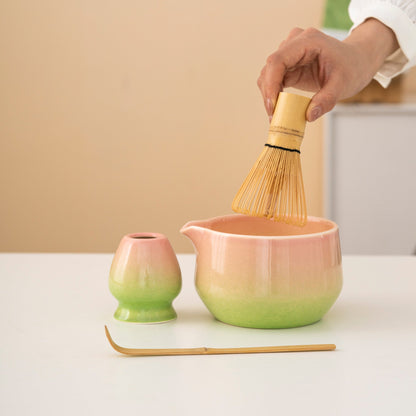 Set de matcha 450ml dégradé rose-vert