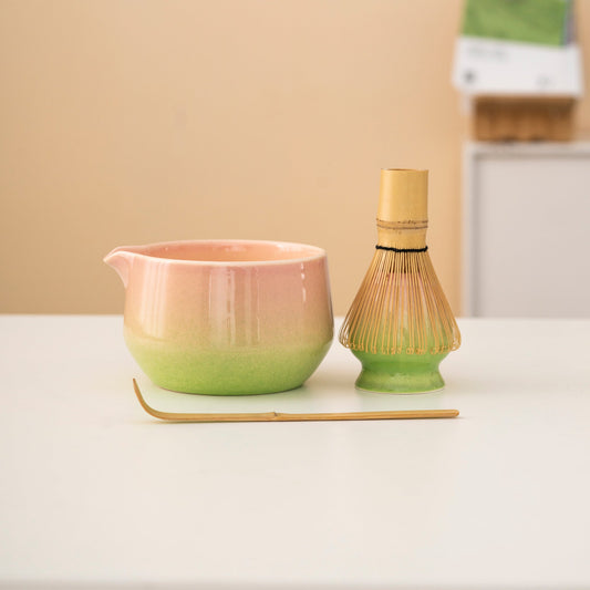 Set de matcha 450ml dégradé rose-vert