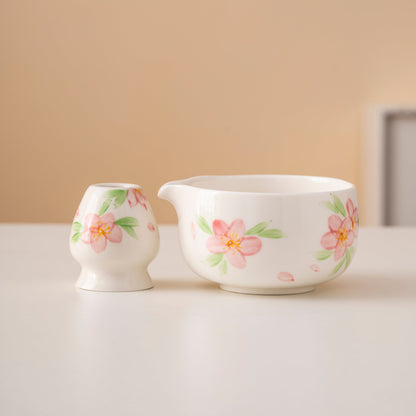 Set de matcha 450ml Fleurs rose