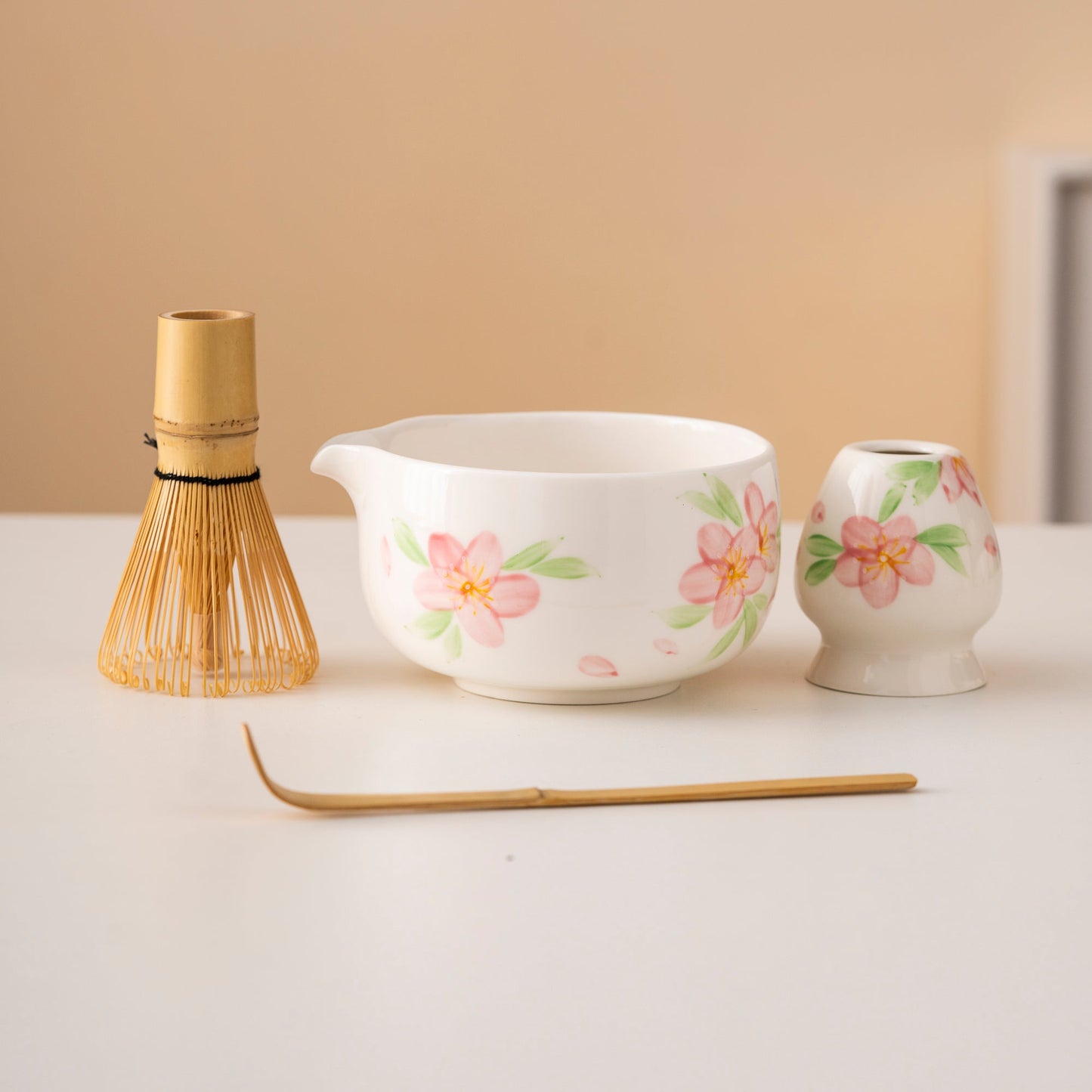 Set de matcha 450ml Fleurs rose
