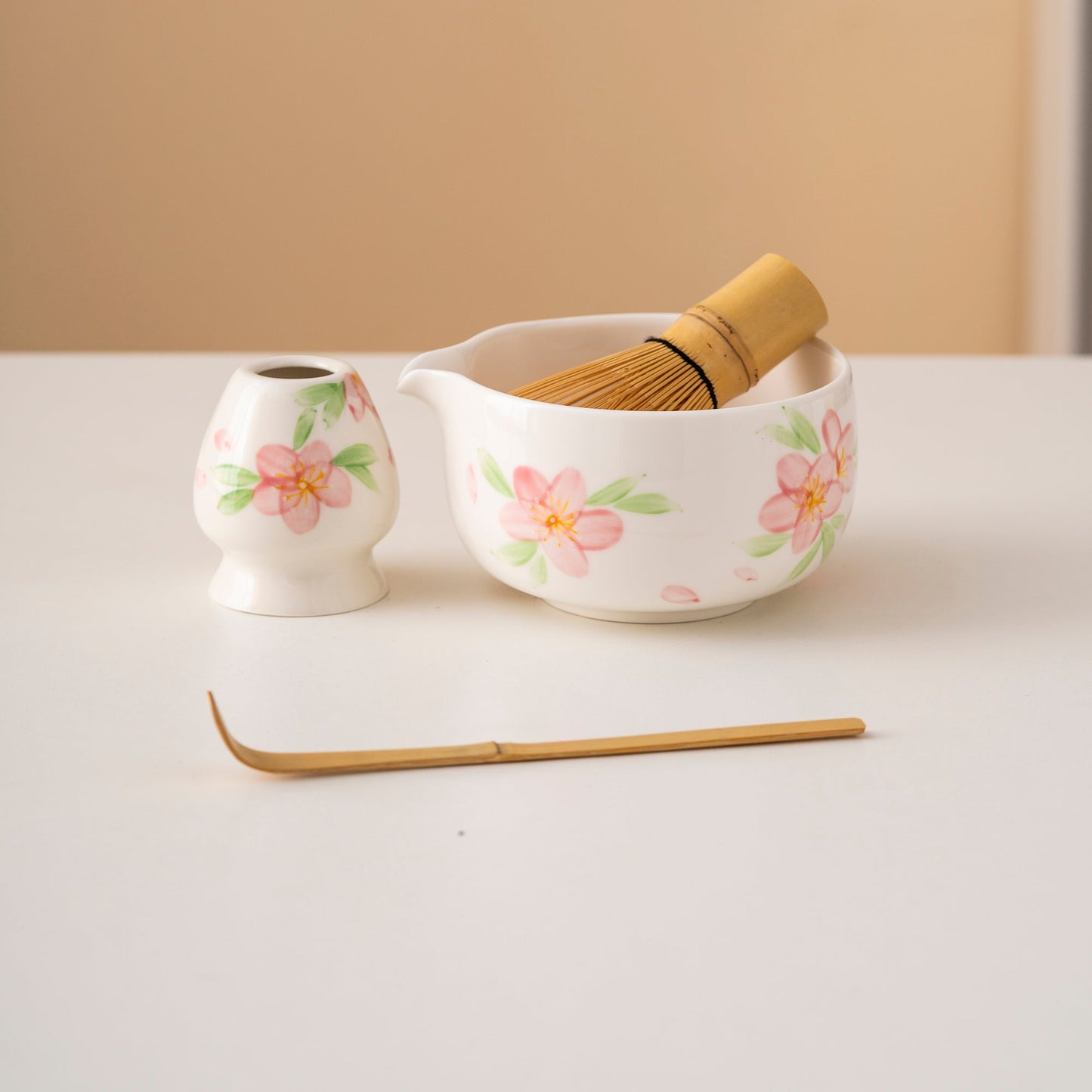 Set de matcha 450ml Fleurs rose