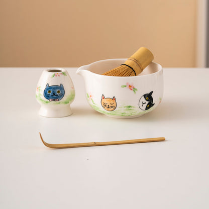 Set de matcha 450ml chats dessinés