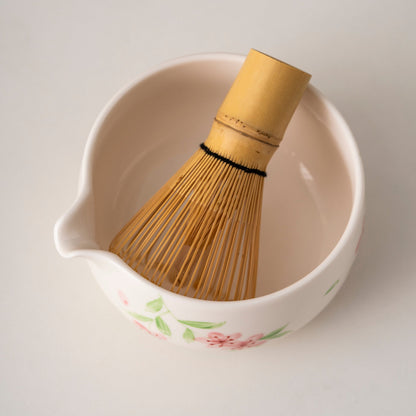 Set de matcha 450ml fleurs rouge