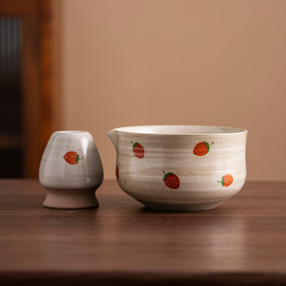 Set de matcha 450ml fraises rouges