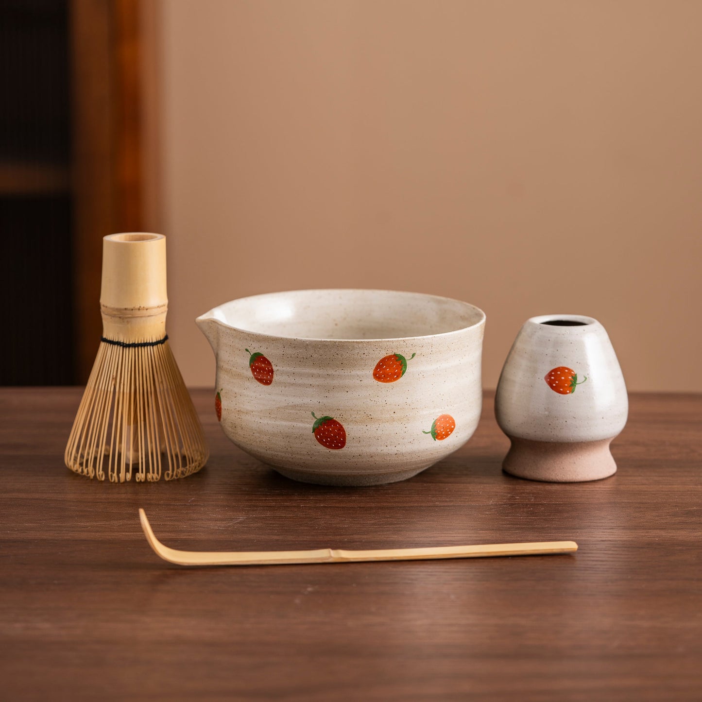 Set de matcha 450ml fraises rouges