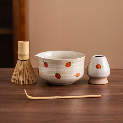 Set de matcha 450ml fraises rouges