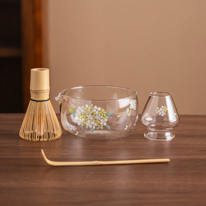 Set Matcha 550ml Bowl Verre Fouet Chasen Holder