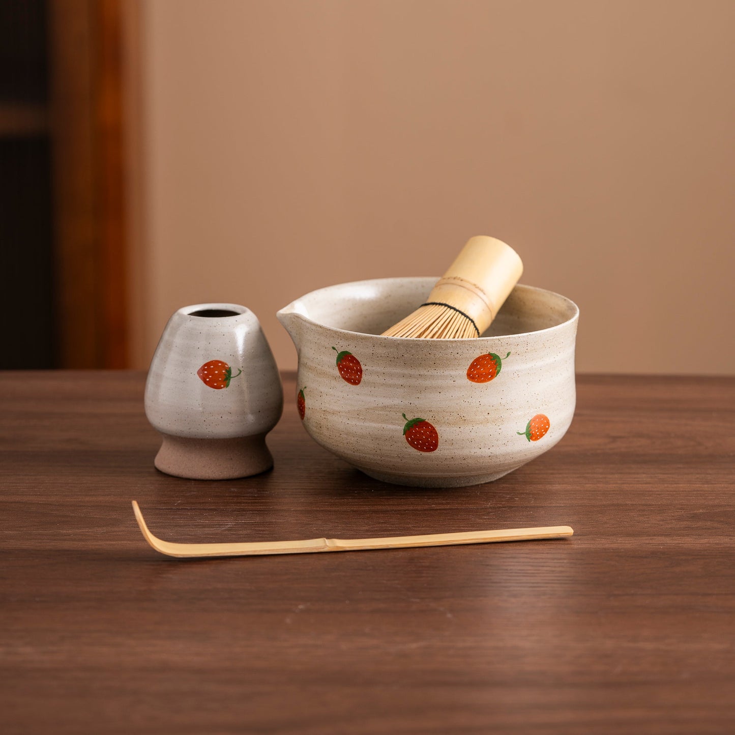 Set de matcha 450ml fraises rouges