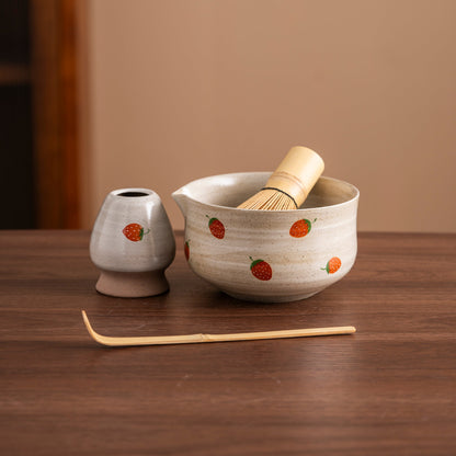Set de matcha 450ml fraises rouges