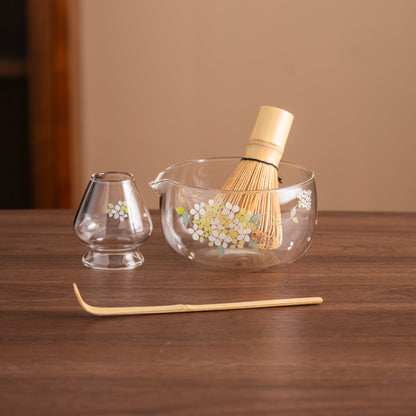 Set Matcha 550ml Bowl Verre Fouet Chasen Holder