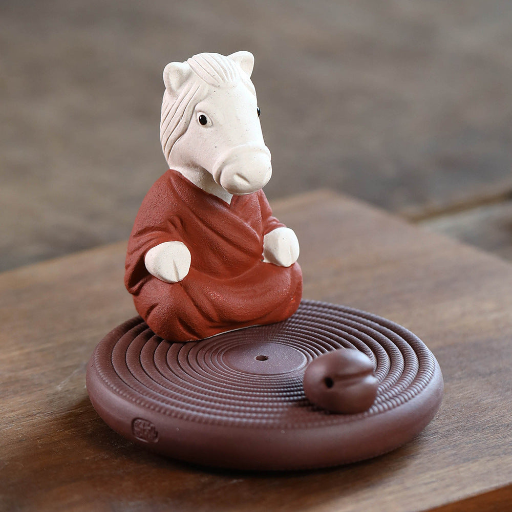 Mascottes de thé chevale zen en argile