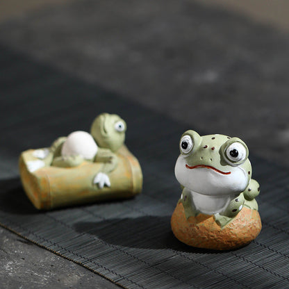 Mascottes de thé frog vert en argile