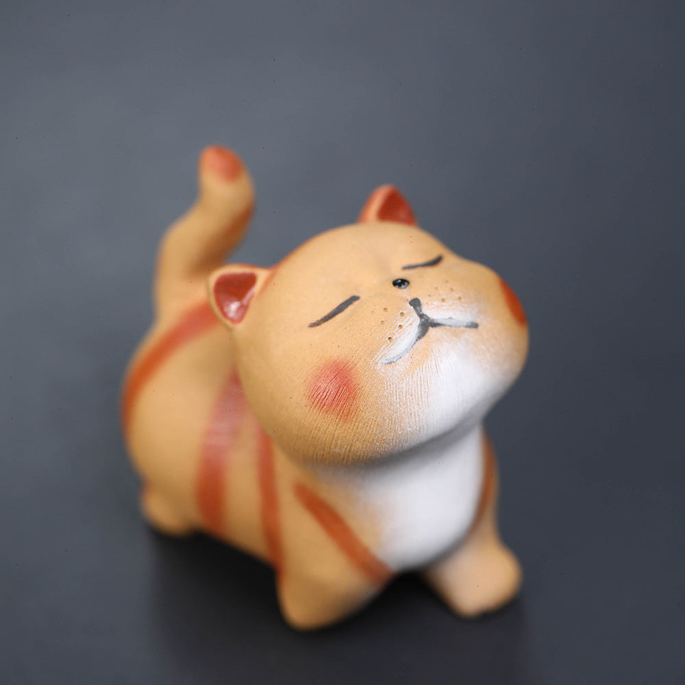 Mascottes de thé chat dormant blanc