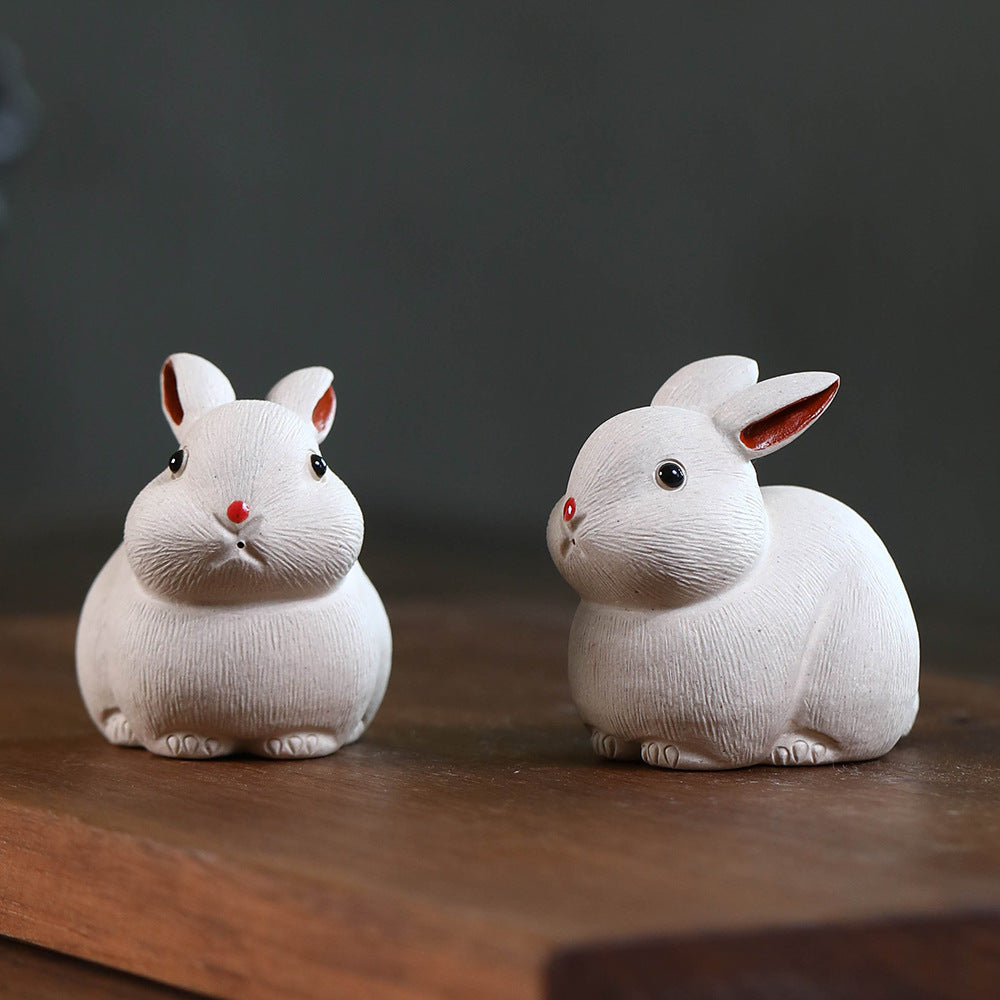 Mascottes de thé lapin blanc mignon en argile