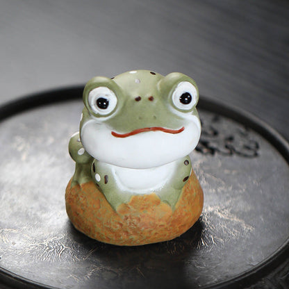 Mascottes de thé frog vert en argile