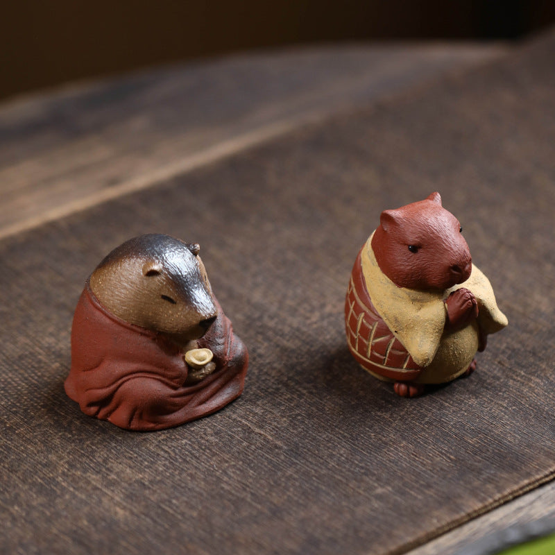 Mascottes de thé capybarra en argile