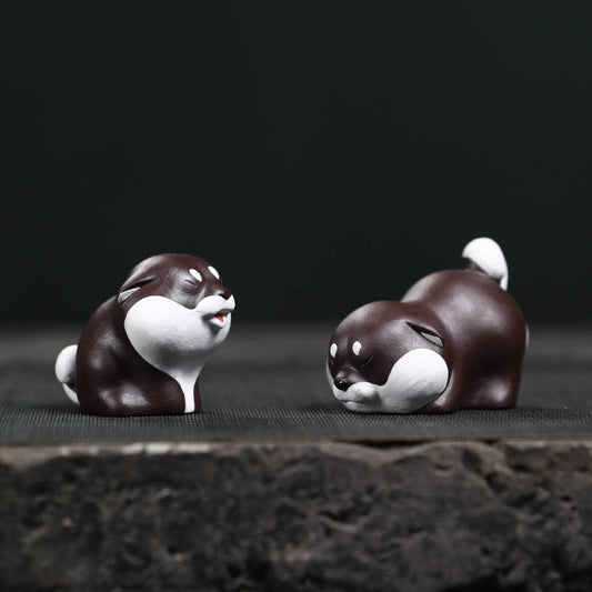 Mascottes de thé chien dormant en argile